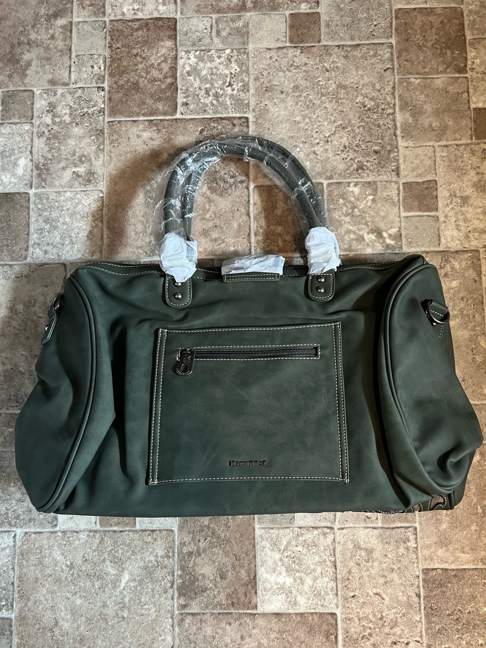 Montana West Green Embroidered Travel Duffel with Stud Accents - Picture 3 of 3